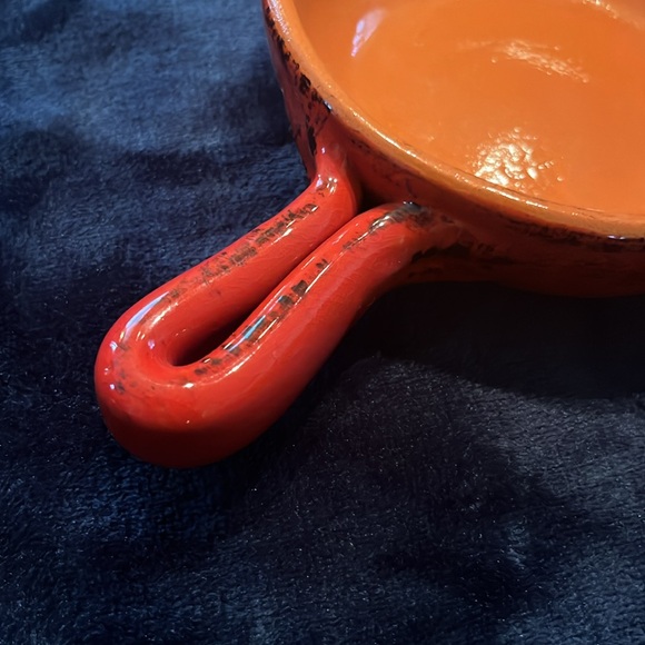 De Silva terracotta soup bowl red glaze pottery crock Italy handle - Picture 4 of 6